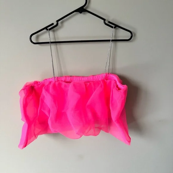 NWT Maeve Diamond-Strap Crop Top in Hot Pink Size Large Barbiecore - Picture 6 of 8